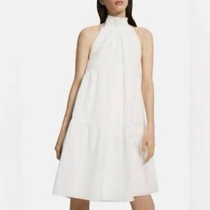 Theory White Sleeveless Halter Midi Dress